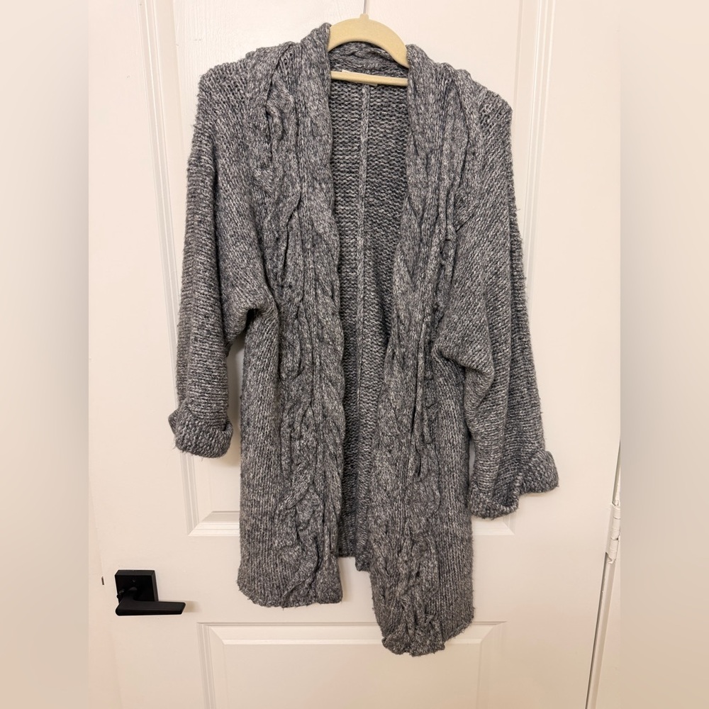 Hinge Heather Gray Cable Knit Cardigan
